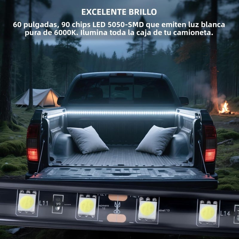 Ligrel Truck Bed Light Strip - 3PCS 60" 270 LED Waterproof Strip Kit with On/Off Switch/Splitter for Pickup Trucks, SUVs, RVs, Boat (6000K Cool White) - Image 2